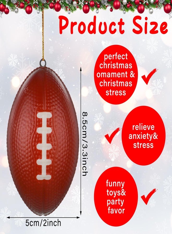 Remuuly 24 Pcs Football Ornaments for Christmas Tree Bulk Mini Football Stress Ball Decor 2.5 Inch Foam PU Decorative Sports Ornaments for Holiday Party Favor School Carnival Reward Gift Bag Fillers - Image 2